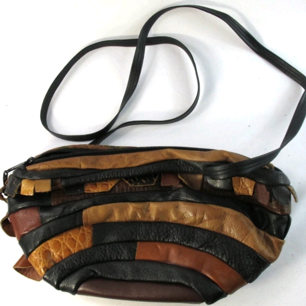 Carol Hearty Vintage Mini Cross Body Purse Genuine Patchwork Leather